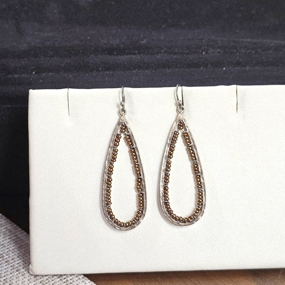 Silpada 925 Silver Bronze Seed Bead Earrings Vintage